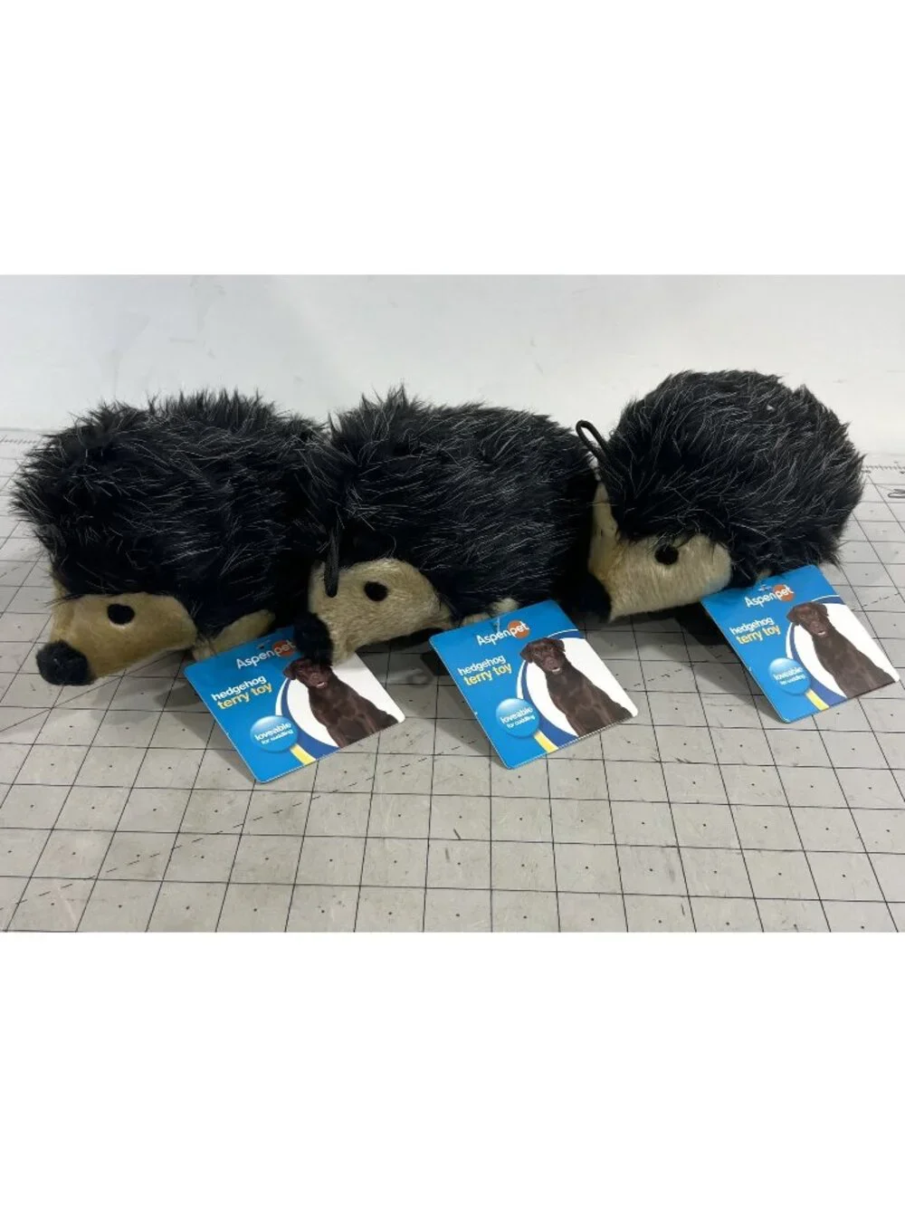 Lot/3 Aspen Pet Hedgehog Terry Toy Dogs Large Plush Squeaky New